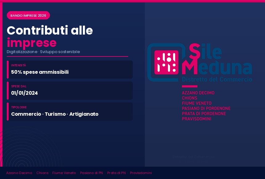 Distretto del Commercio Sile e Meduna: Bando per contributi alle imprese
